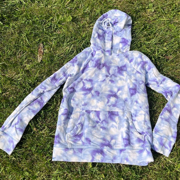 Athleta G!RL Hoodie Tie-Dye Hooded Sweatshirt Girls XL 14 Purple Blue White - Picture 4 of 16